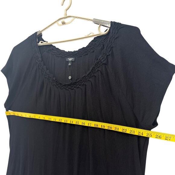 Talbots Belted Midi Dress Black Short Cap Sleeve Stretch Pullover Size 3X - Picture 8 of 10